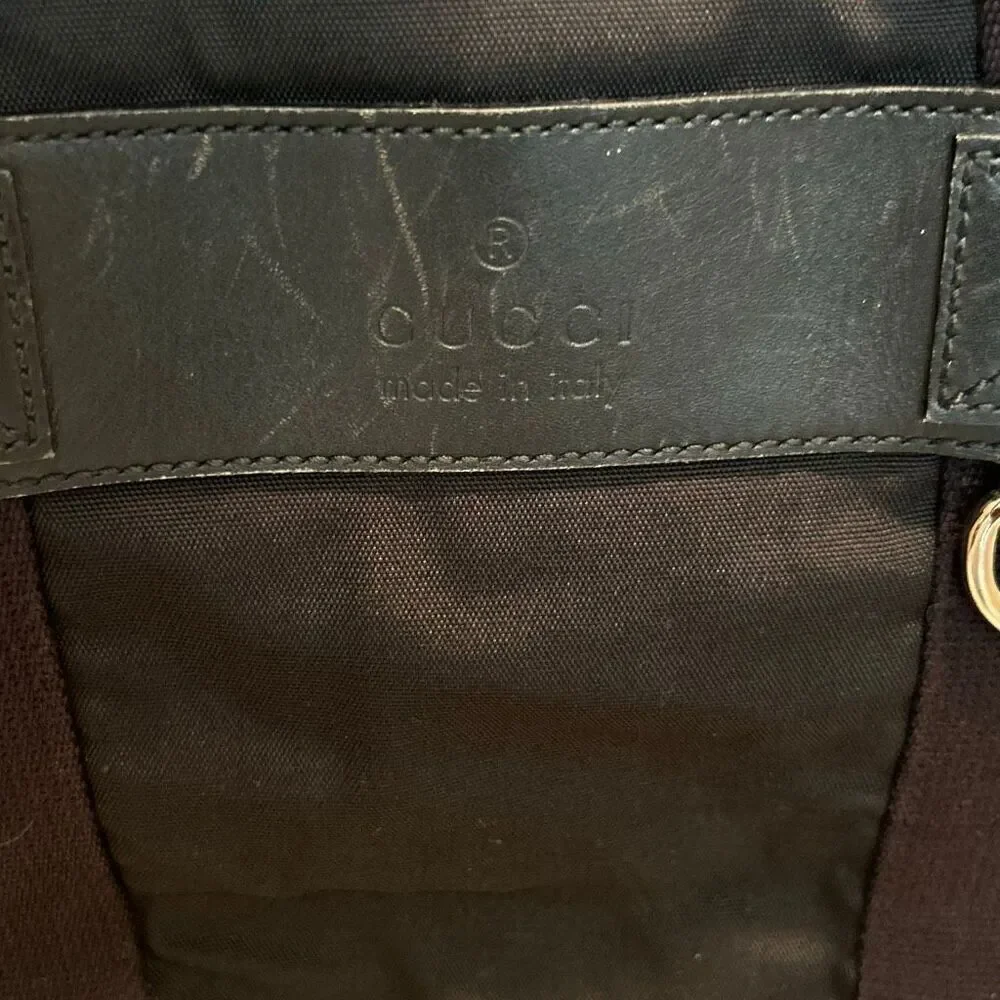 Gucci Parana Tote Black Nylon With Leather Trim Luxury Minimalist Commuter Bag